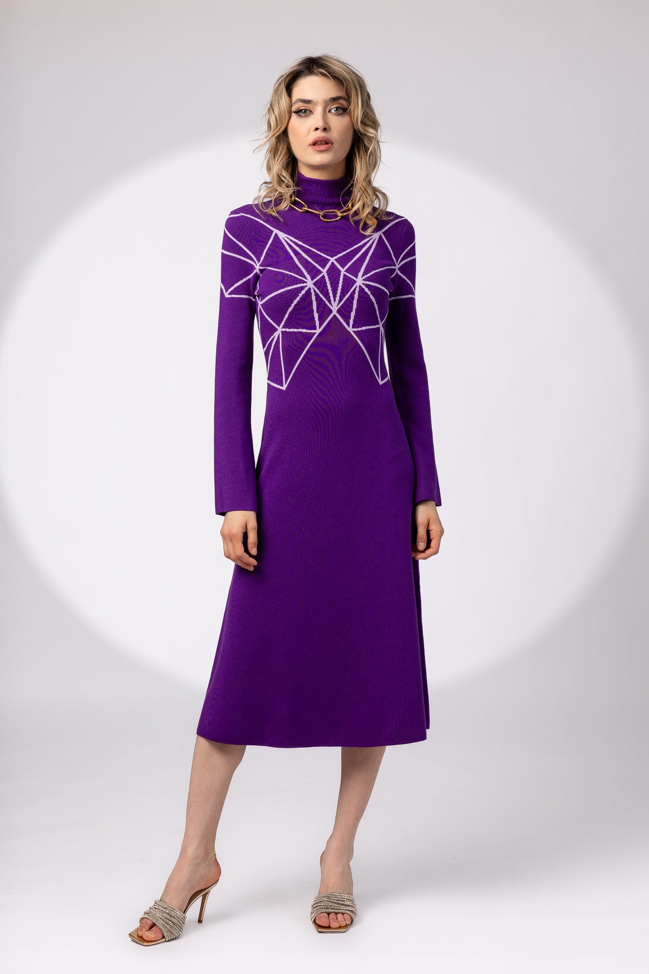 Flared dress with geometric design