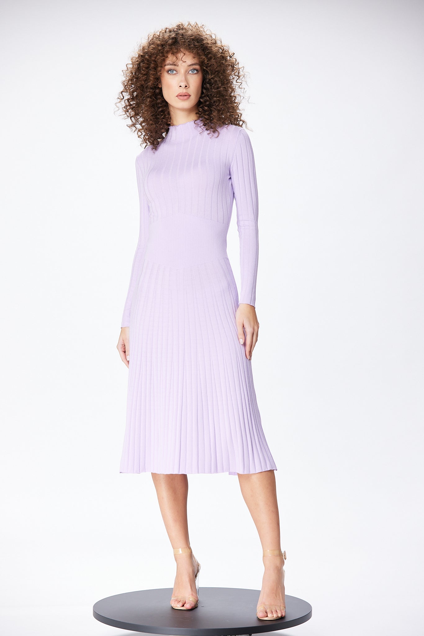 Midi dress with contoured waist