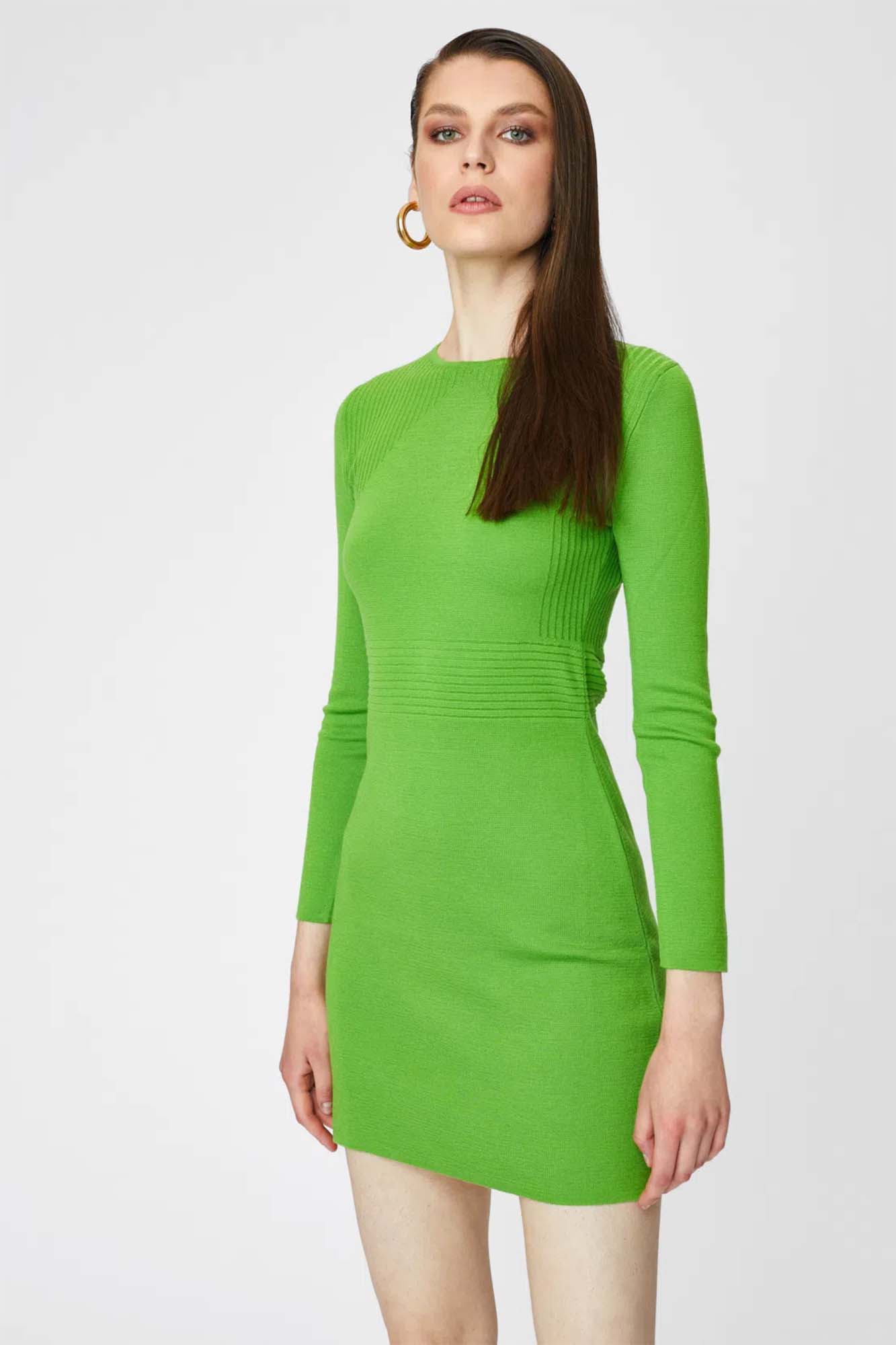 Short green woolen dress