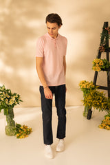 Polo collar and short sleeve sweater for men