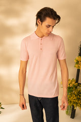 Polo collar and short sleeve sweater for men