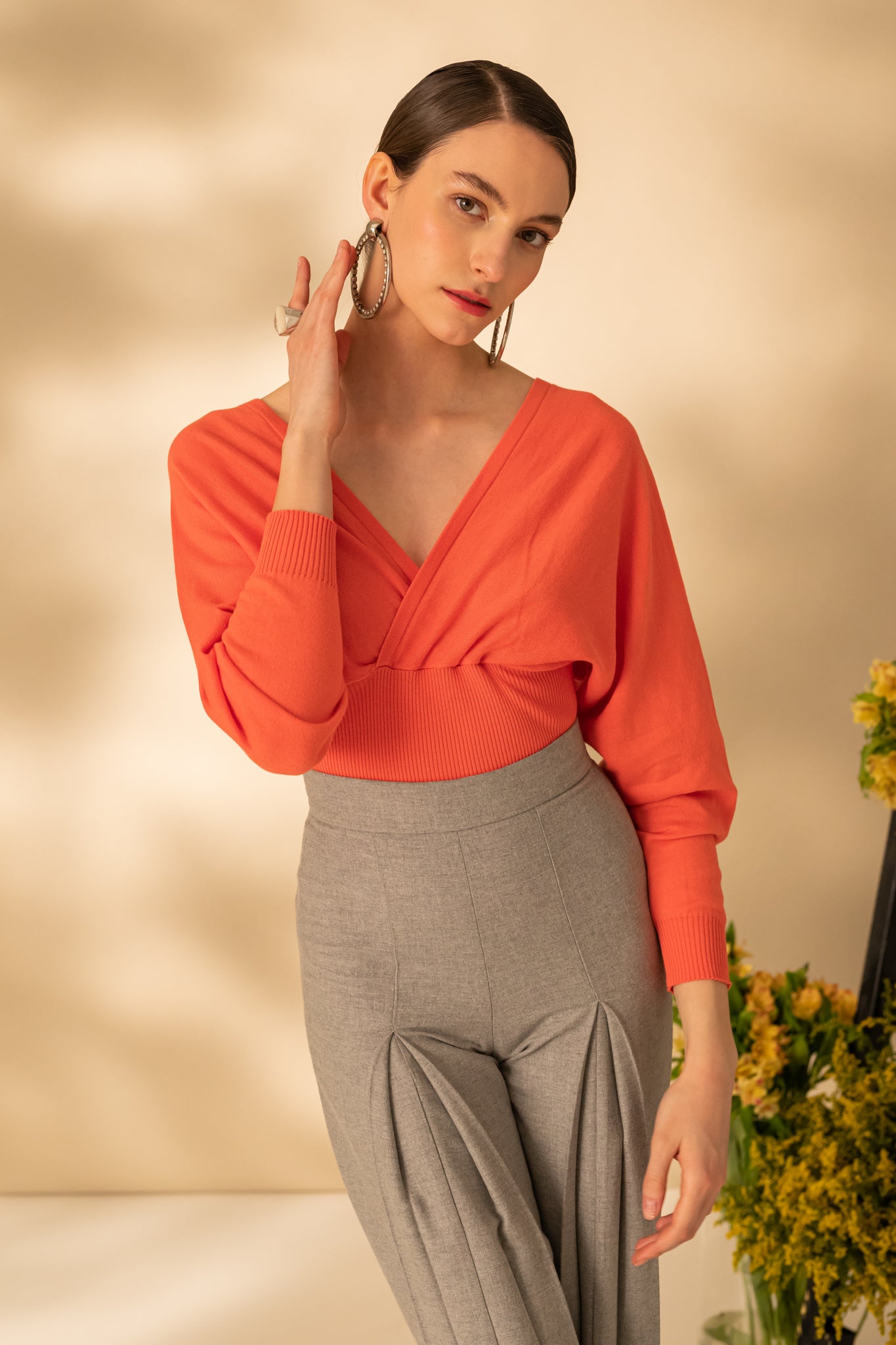 Blouse with front and back neckline