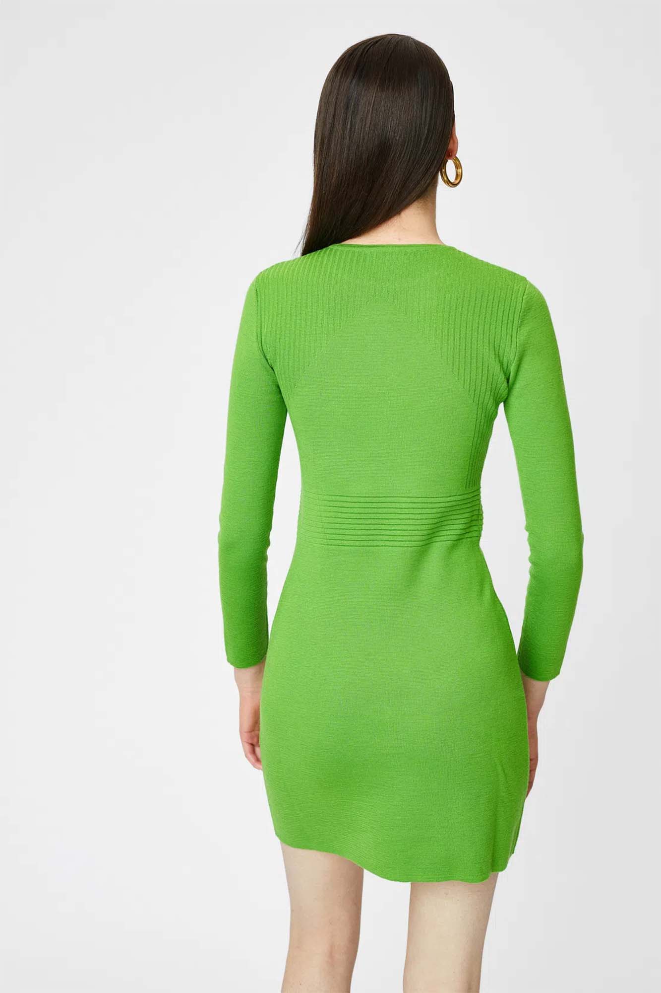 Short green woolen dress